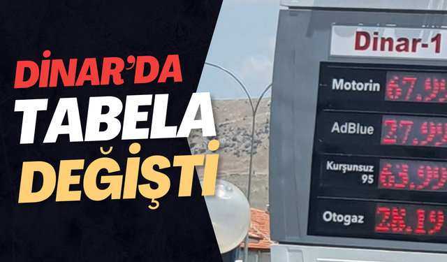 Dinar'da Akaryakıt Tabelaları Değişti: Motorine Zam Geldi!