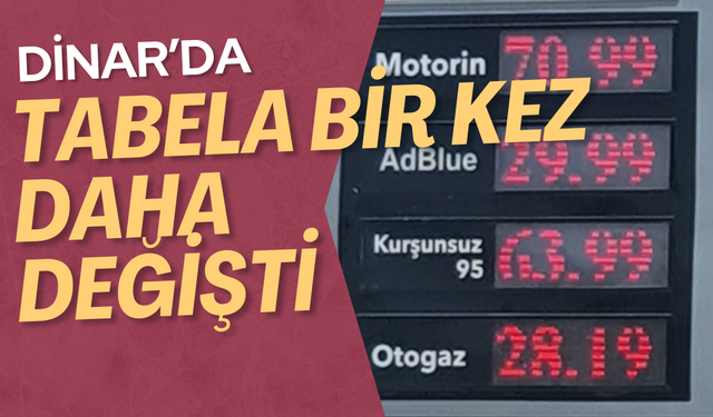 Dinar’da Akaryakıta Tabelası bir kez daha değişti: Motorin 70 TL Eşiğini Aşarak Rekor Kırdı!