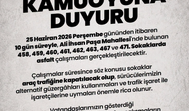 Afyonkarahisar'da O Mahallede Yollar Kapatılıyor! 10 Günlük Asfalt Mesaisi Başladı