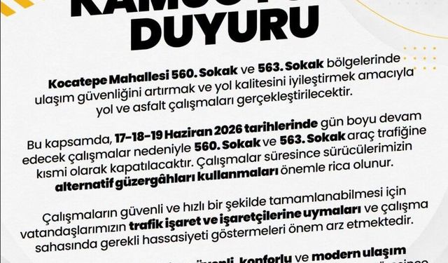 Sürücüler Dikkat! Afyon'da O Mahallede Yollar Yarın'da Kısmi Kapalı