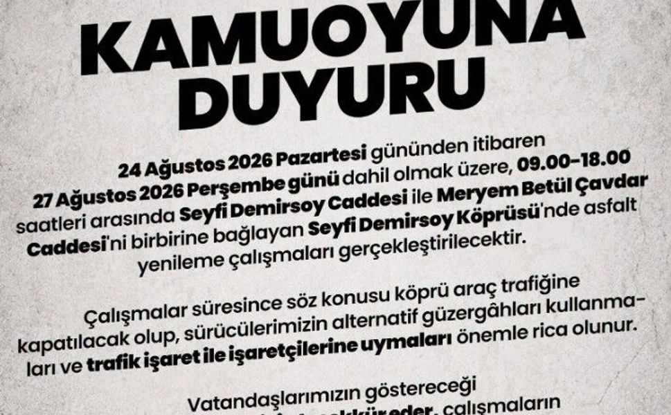 Seyfi Demirsoy Köprüsü’nde Asfalt Yenileme Çalışması